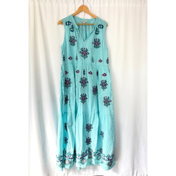 Sundance "Sunny Spirit" Embroidered Cotton Maxi Boho Dress, Women's Sz Large - Picture 1 of 6